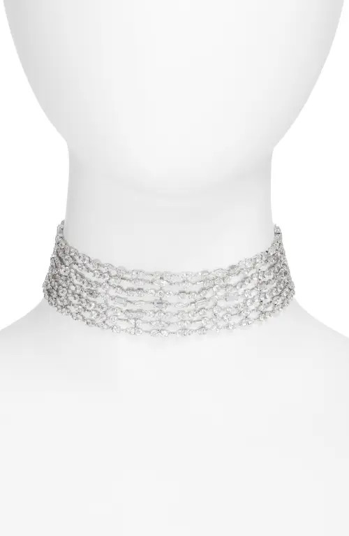 Nadri Cabaret Cubic Zirconia Choker Necklace in Rhodium at Nordstrom | Nordstrom