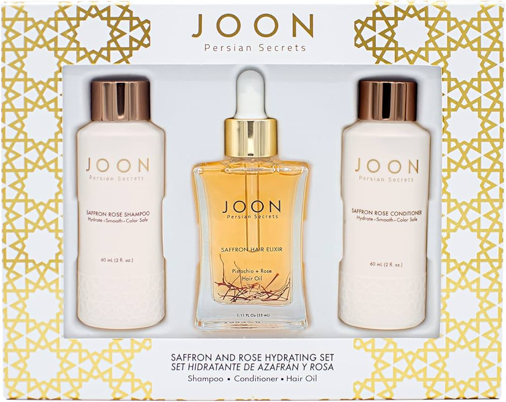 Joon Moisturizing Travel Size Gift Set | Saffron Hair Elixir (1.11 fl oz), Saffron Rose Shampoo (... | Amazon (US)