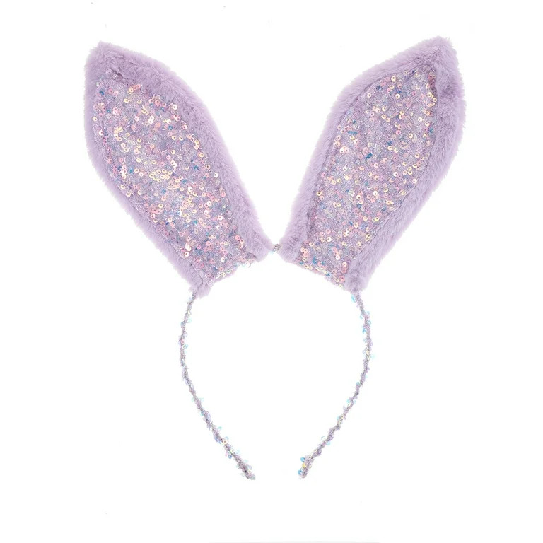 Way to Celebrate Easter Sequin Bunny Ear Headband, Purple, 1 Piece | Walmart (US)