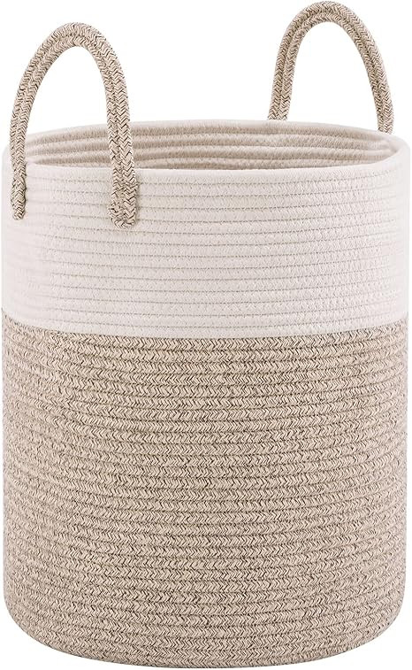 YOUDENOVA Nursery Hamper Basket- Cotton Rope Baby Storage Basket 16 x 14 x 14 Inches, Woven Tall ... | Amazon (US)