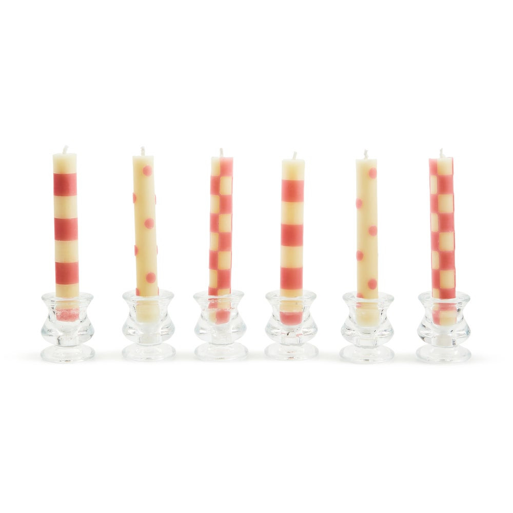 Pink Mini Dinner Candles, Set of 6 | MacKenzie-Childs