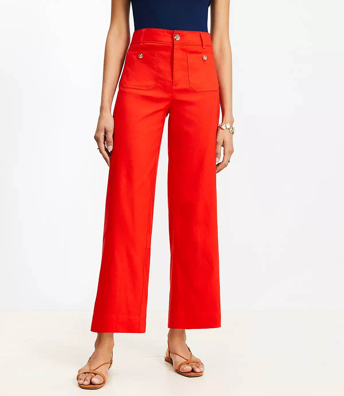 Palmer Wide Leg Crop Pants in Linen Blend | LOFT