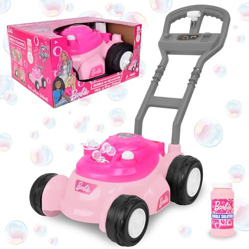 Barbie Bubble Lawn Mower for Toddlers, Bubble Blowing Machines, Indoor and Outdoor Gardening Toy, Birthday, Party Favor for Preschool Girls, No Batteries Required, Includes Bubble Solution, 2+ | Amazon (US)