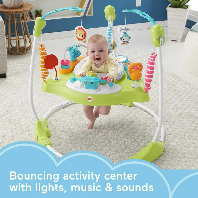 Fisher-Price Baby Bouncer Fitness Fun Folding Jumperoo Activity Center with Lights & Music, Unise... | Walmart (US)