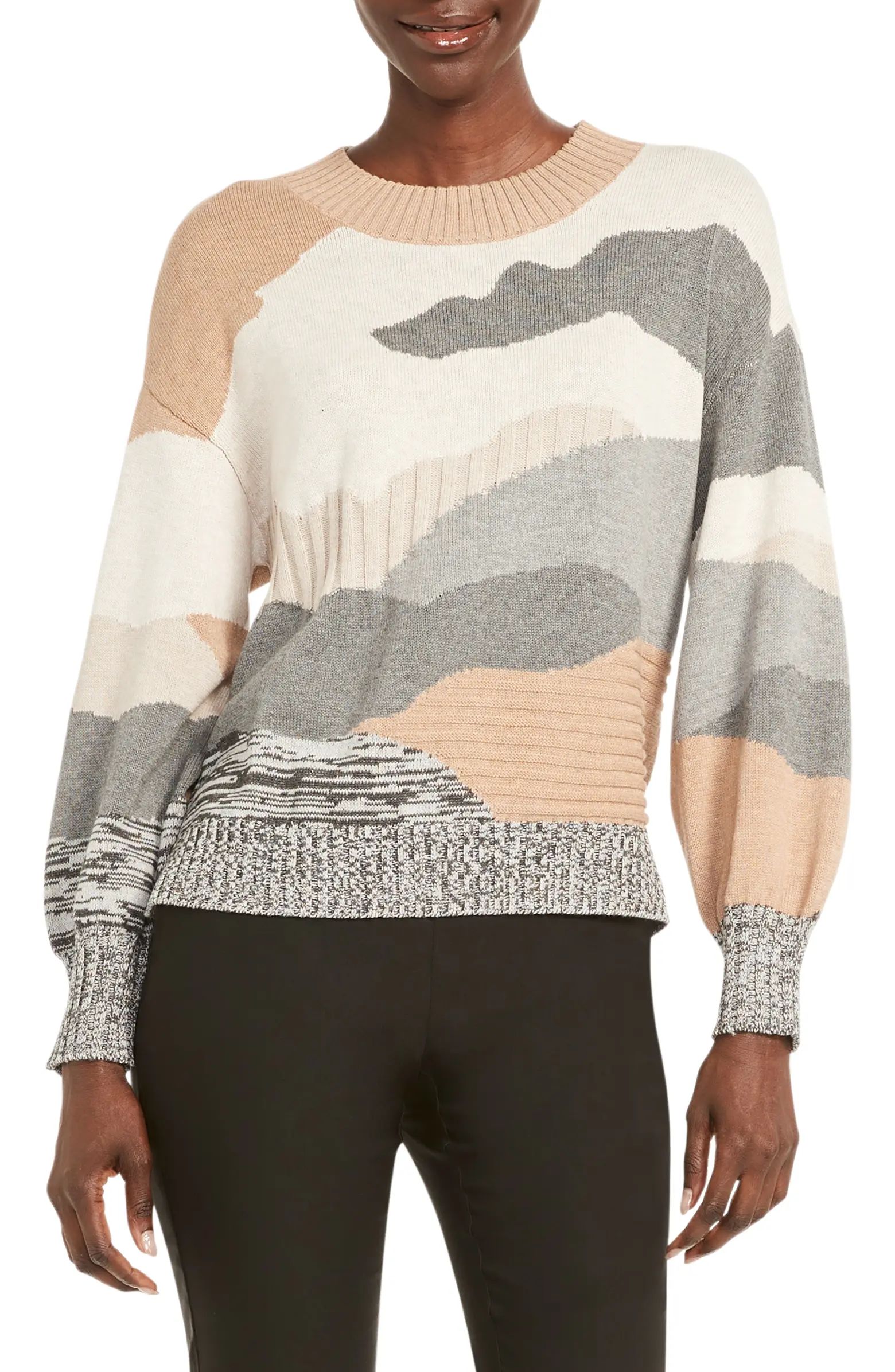NIC+ZOE Vital Abstract Camo Cotton Blend Sweater | Nordstrom | Nordstrom