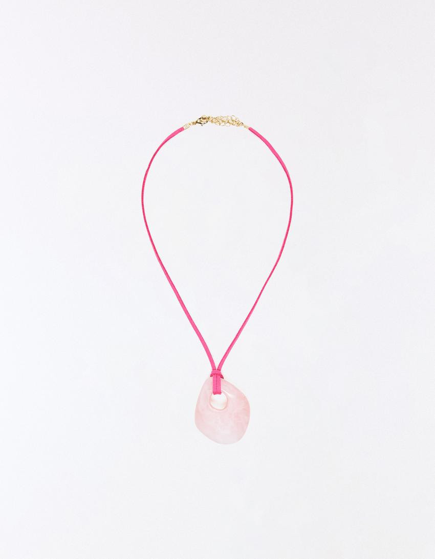 Resin pendant cord necklace - Accessories - Women | Bershka UK