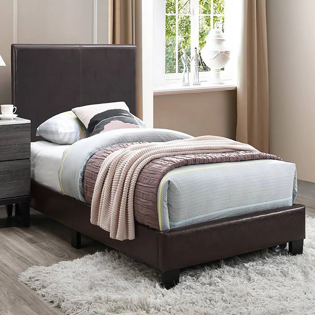 Chenevert Vegan Leather Platform Bed | Wayfair North America