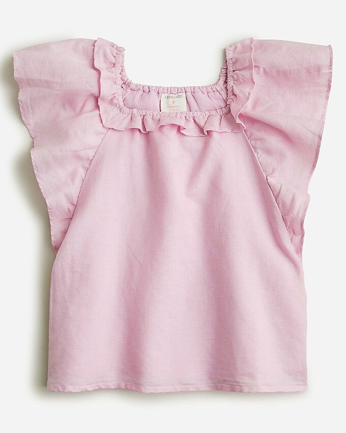 Girls' linen flutter-sleeve top | J.Crew US