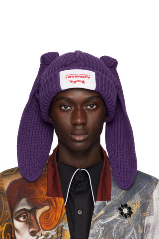 Purple Chunky Rabbit Beanie | SSENSE