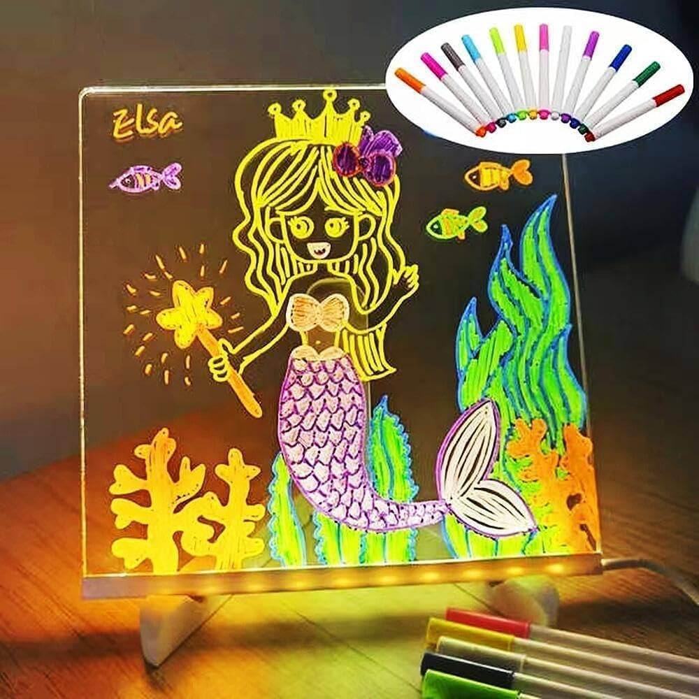 Led Note Board with Colors, Light Up Acrylic Message Board, Glowing Acrylic Dry Erase Board with ... | Amazon (US)