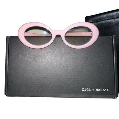 Zigi + Marais Elsa Pink Oval Blue Light Glasses Milky Pink Anthropologie | eBay US