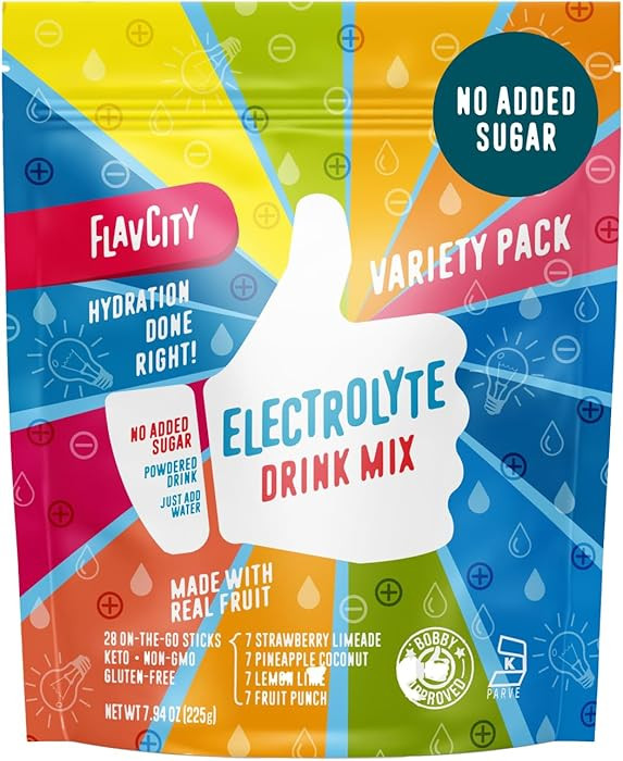 FlavCity Electrolytes Powder Packets - 28 Hydration Packets, Variety Pack - No Added Sugar - Hydr... | Amazon (US)