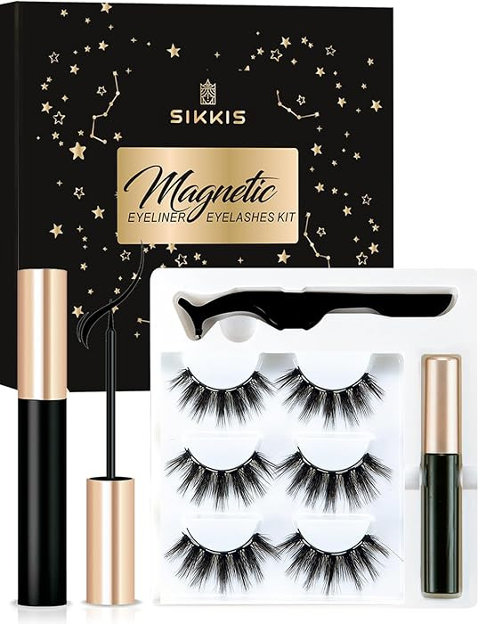Magnetic Eyelashes with Eyeliner - Magnetic Eyeliner and Lashes Kit, 5D Faux Mink Lashes,Eyelashe... | Amazon (US)