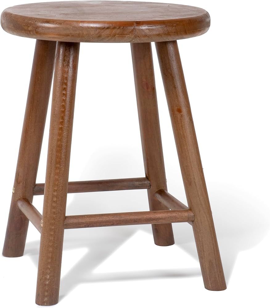 Red Co. 16.75” Tall Decorative Round Top Wooden Stool Display Plant Stand Table, Brown Finish | Amazon (US)