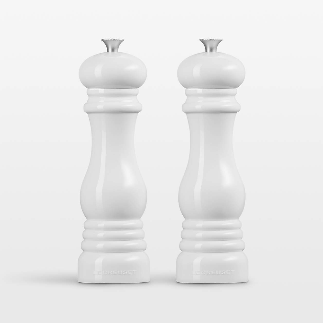 Le Creuset White Salt and Pepper Mill Set + Reviews | Crate & Barrel | Crate & Barrel