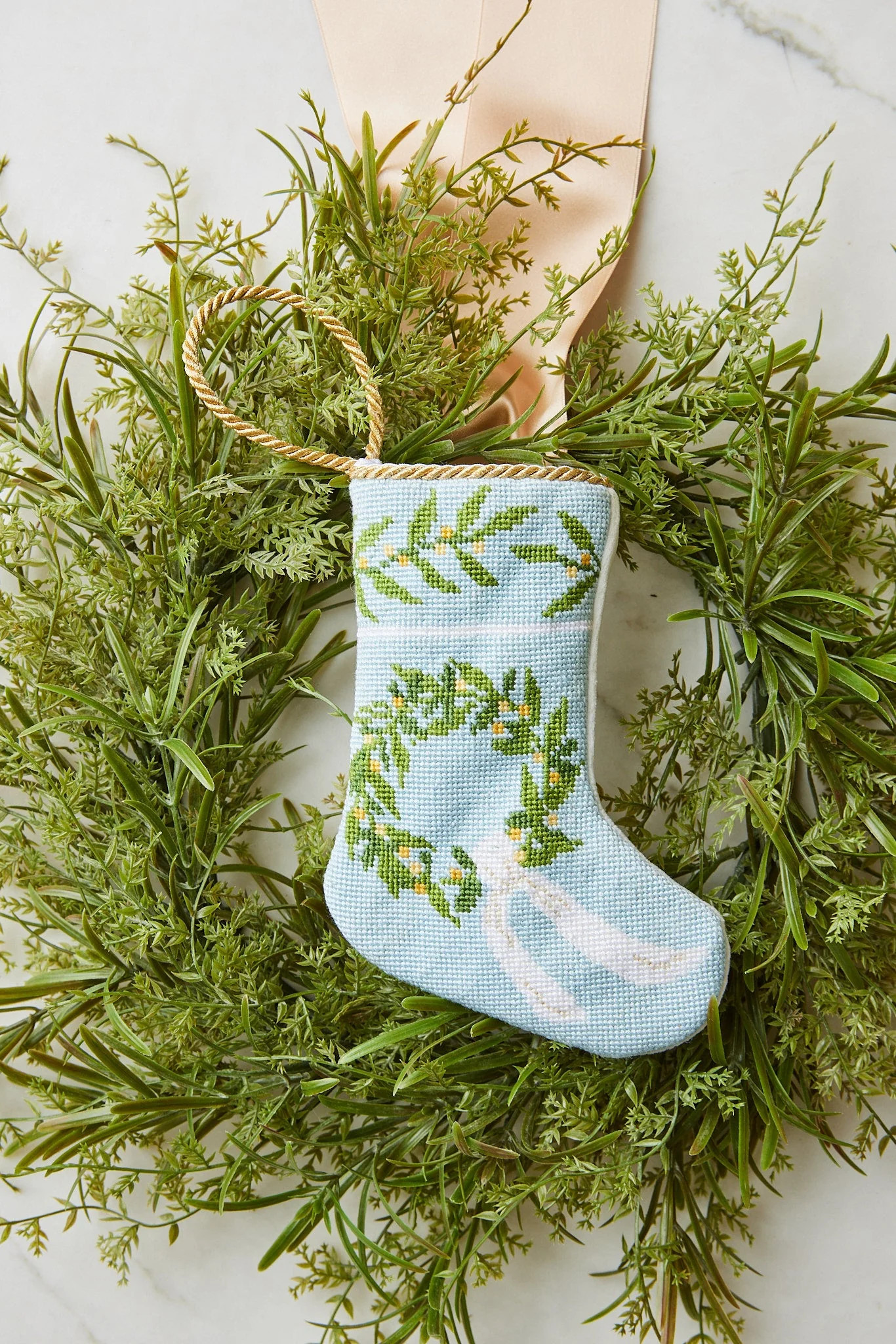 Fig and Dove Warm Welcome Wreath Mini Stocking | Tuckernuck (US)