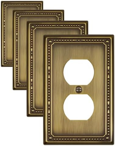 Switch Plates Outlet Covers, 4-Pack Antique Brass Metal Wall Plates | Amazon (US)