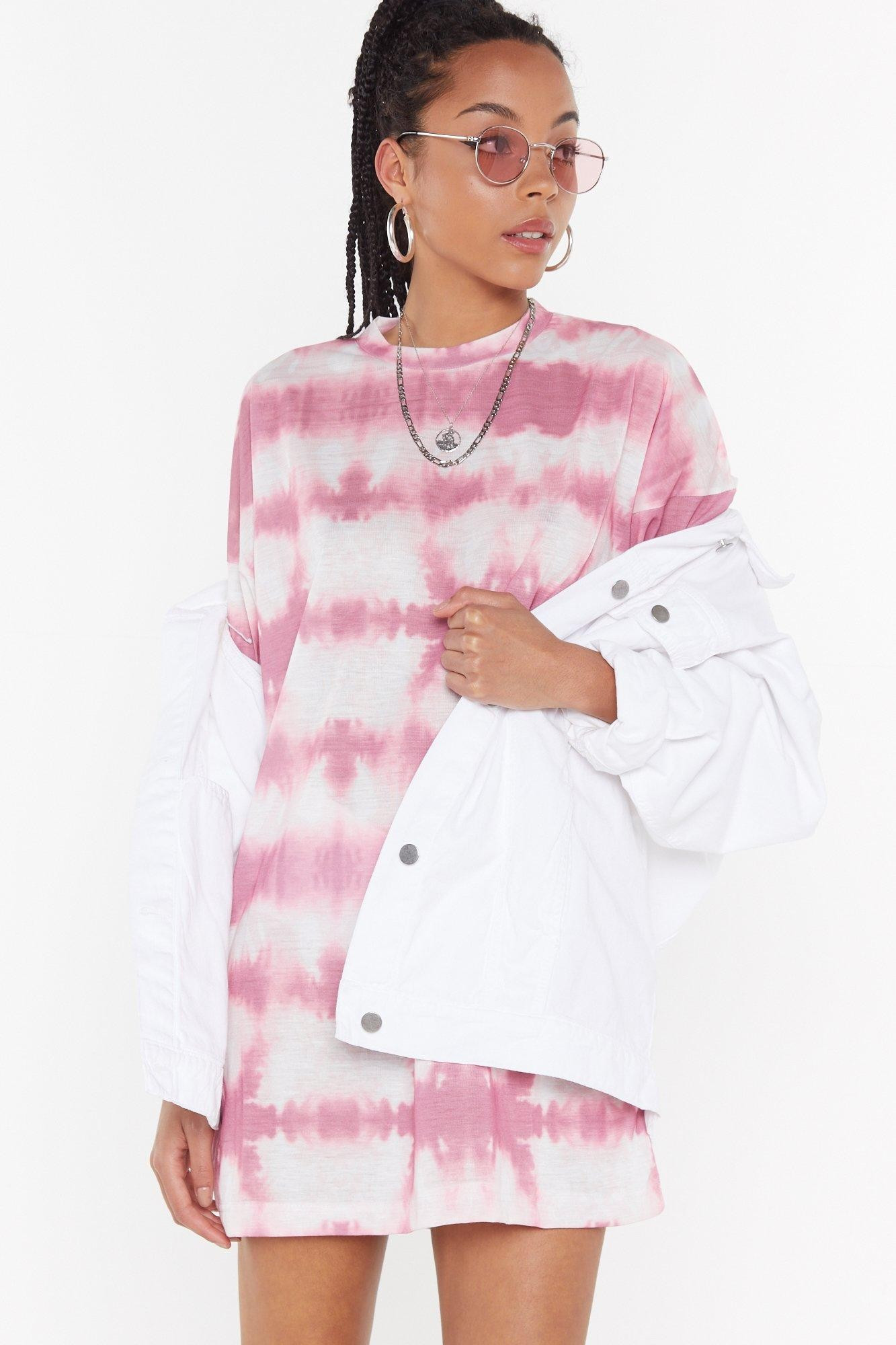 Womens Tie Dye Oversize Mini T-Shirt Dress - Rose | NastyGal (US & CA)