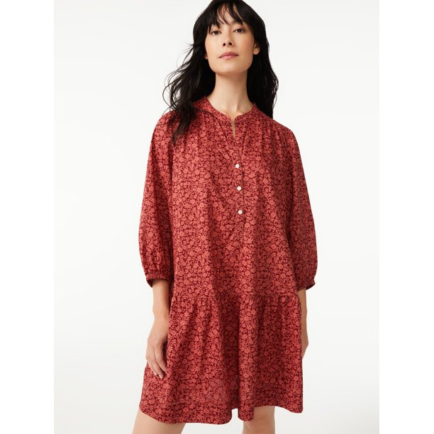 Free Assembly Women's Tiered Swing Dress | Walmart (US)