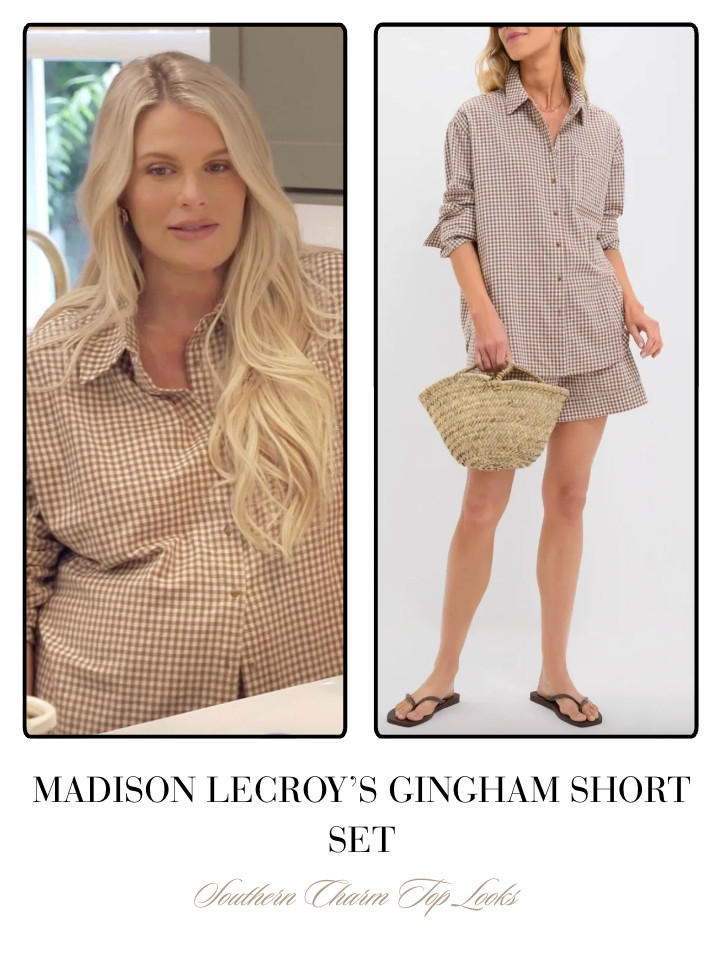 Madison LeCroy's Brown Gingham Short Set 

 