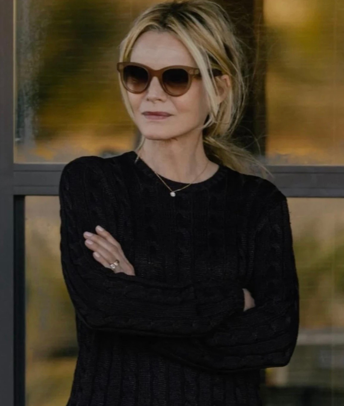 Michelle Pfeiffer's viral cat eye sunglasses seen on the Madison as well as dupe look for less options ￼