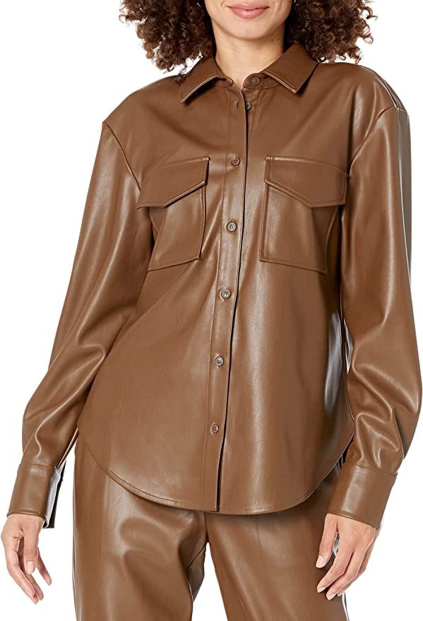 The Drop Women's @Lisadnyc Vegan Leather Long Shirt Jacket | Amazon (US)