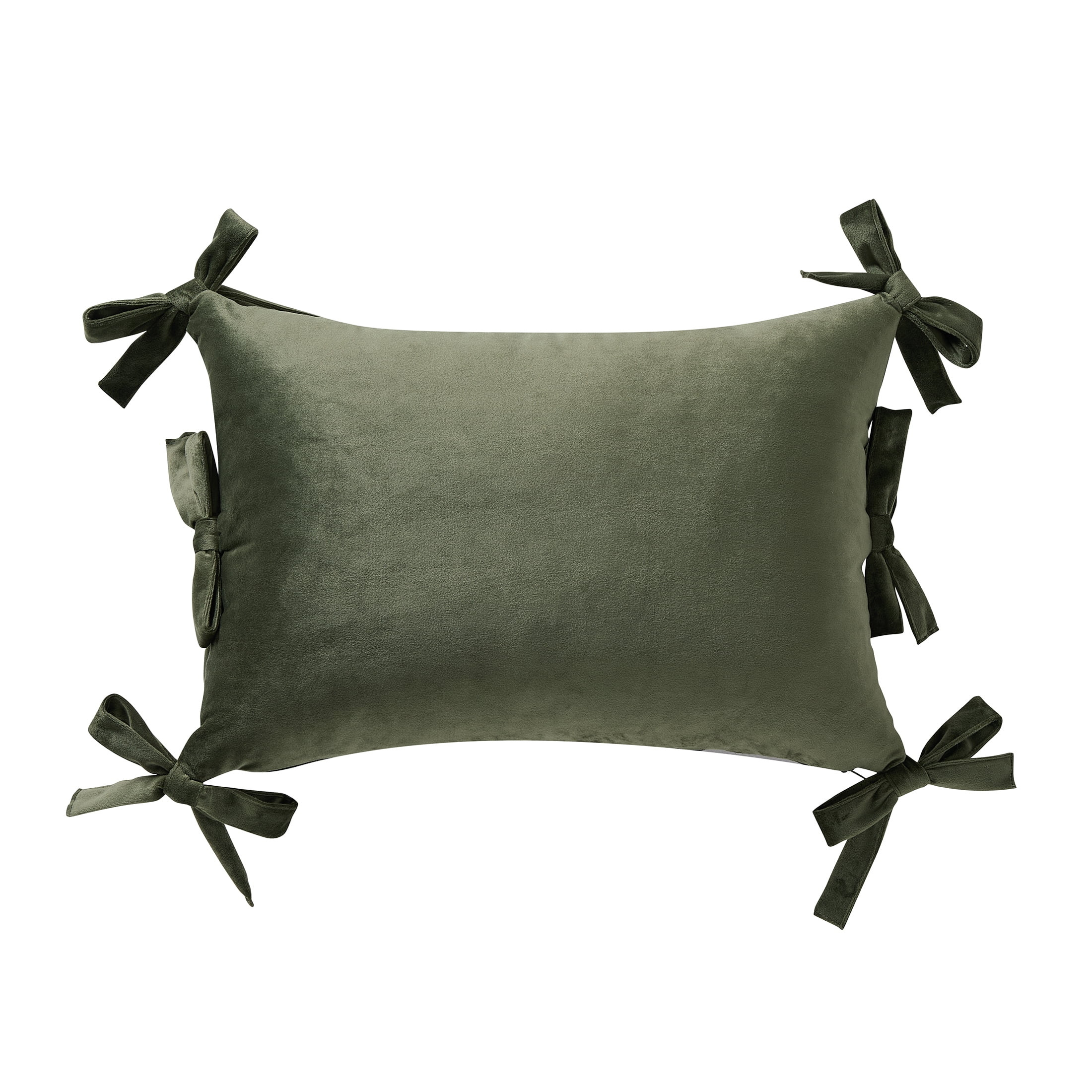 Home Decor Collection 14" x 20" Green Velvet Bow Oblong Decorative Pillow | Walmart (US)