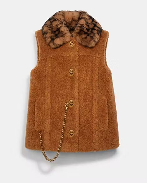 Coach X Jennifer Lopez Sherpa Signature Vest | Coach Outlet