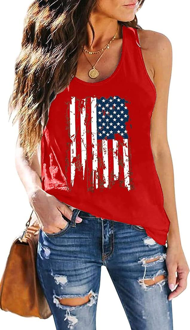 DESFSE American Flag Tank Top Women 4th of July Tanks Tops for Womens USA Flag Patriotic Shirts V... | Amazon (US)