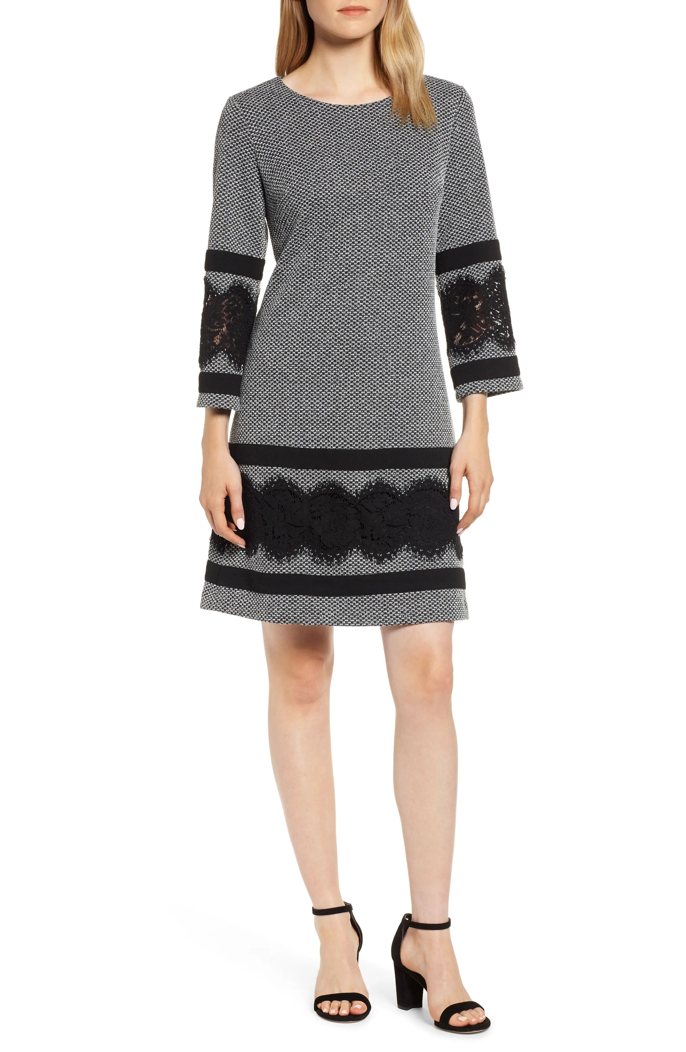 Women's Karl Lagerfeld Paris Lace Detail Tweed Dress | Nordstrom