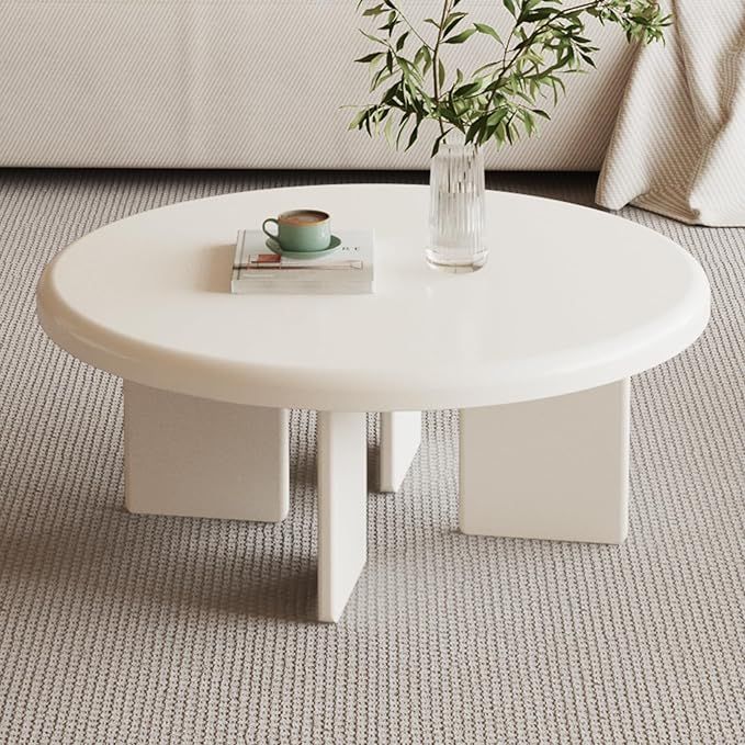 Guyii Round Coffee Table, 31.49" Cream White Center Table, Modern Tea Table, Circular Coffee Tabl... | Amazon (US)