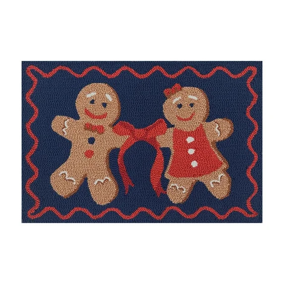 Holiday Time Navy Gingerbread 20" x 30" Accent Rug | Walmart (US)