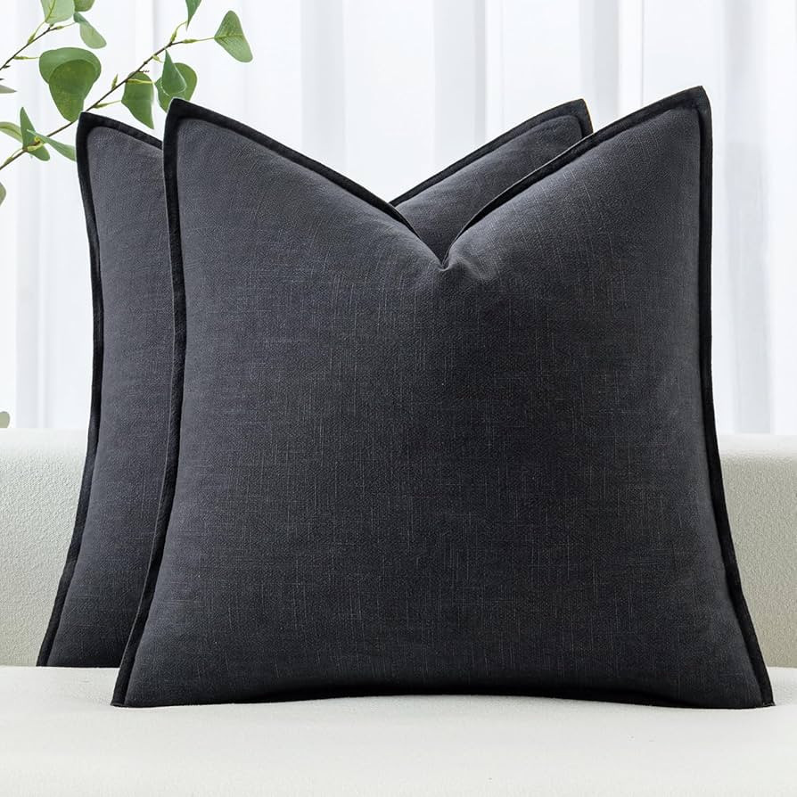 MIULEE Decorative Linen Pillow Covers 20x20 Inch Dark Gray | Amazon (US)