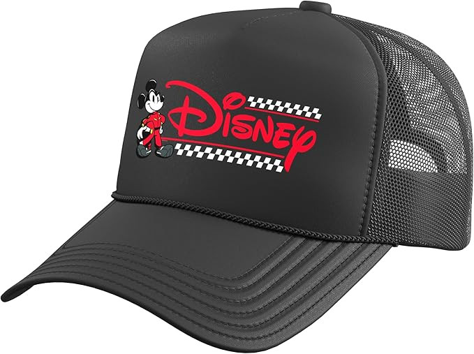 Disney Mickey Mouse Race Car Driver Racing Flag Script Logo Trucker Hat with Adjustable Mesh Back... | Amazon (US)