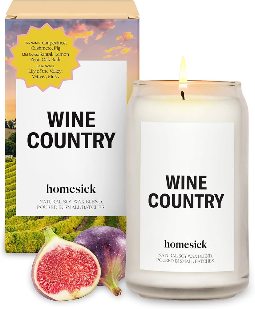 Homesick Scented Candles for Home (Wine Country) - 13.75 oz Long-Lasting Soy Wax Blend Jar Candle... | Amazon (US)