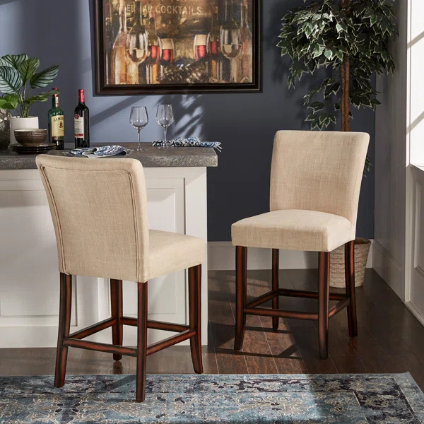 Lancaster Upholstered Counter Stool with Solid Wood Frame (Set of 2) | Wayfair North America