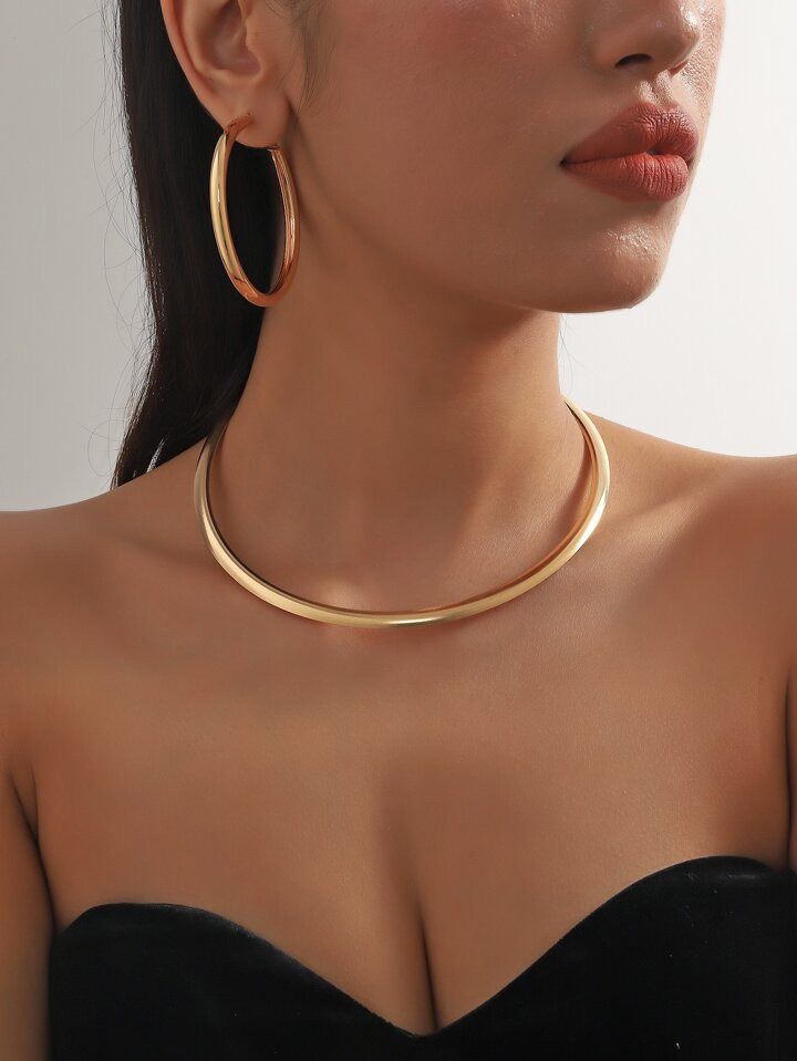 3pcs/set C-shaped Glossy Personality Fashionable Light Luxe Jewelry Set For Women | SHEIN