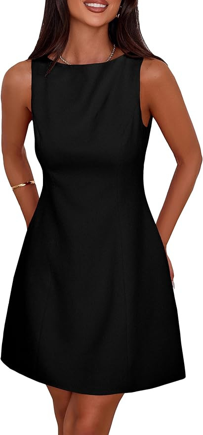 PRETTYGARDEN Womens Formal Short Dresses 2025 Summer Sleeveless Boat Neck A Line Elegant Mini Coc... | Amazon (US)
