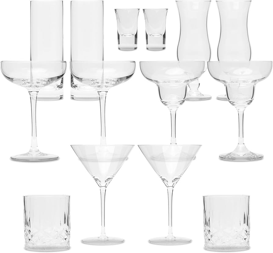 Cocktail Gläser Set 14-teiliges Set mit verschiedenen Gläsern | Hochwertig und langlebig | Spü... | Amazon (DE)
