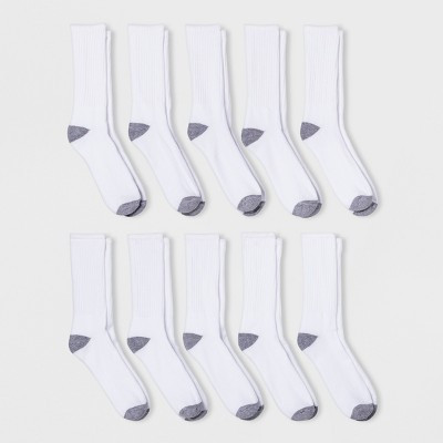 Men's Odor Resistant Crew Socks 10pk - Goodfellow & Co™ White 6-12 | Target