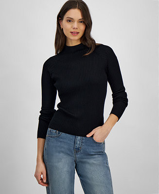 Hooked Up by IOT Juniors' Mock-Neck Rib-Knit Sweater  - Macy's | Macy's