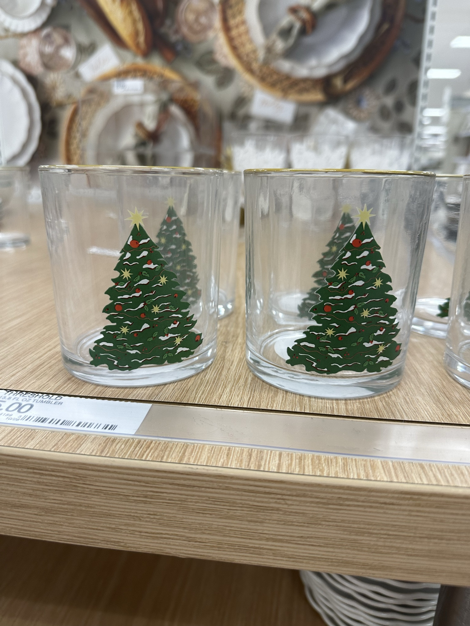Christmas tree glassware at Target 