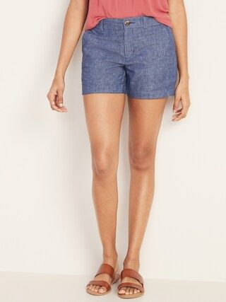 Mid-Rise Everyday Linen-Blend Shorts for Women - 5-inch inseam | Old Navy (US)