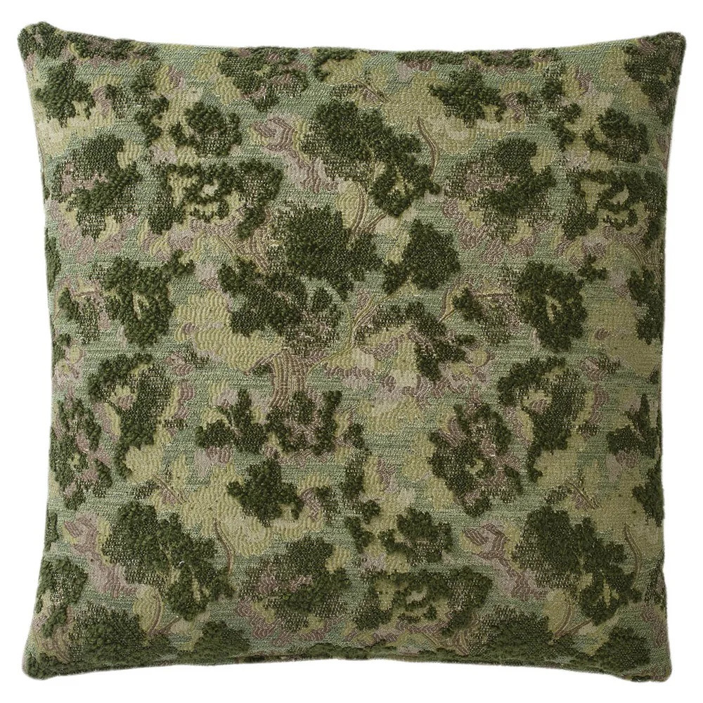 Reese Forest Green Embroidered Throw Pillow - 22x22 | Kathy Kuo Home