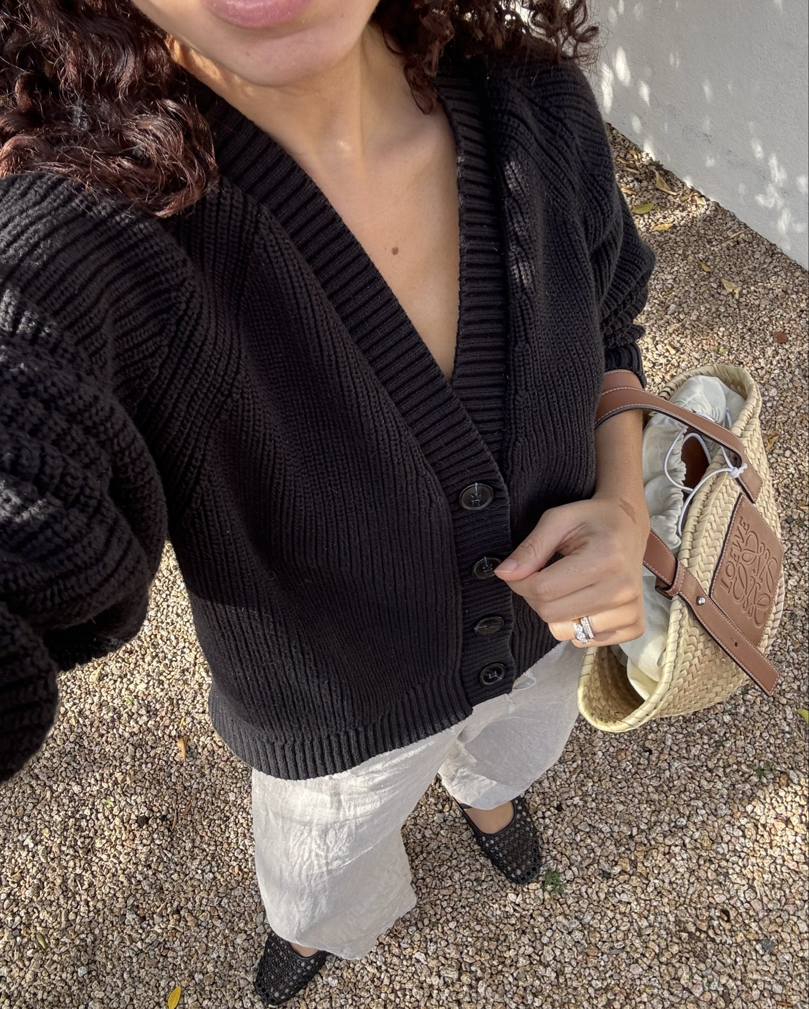 Whether you experience warmer temps or are looking for a warm weather trip/vacation outfit, pair your linen pants with a straw bag and chunky cardigan 

#LTKTravel