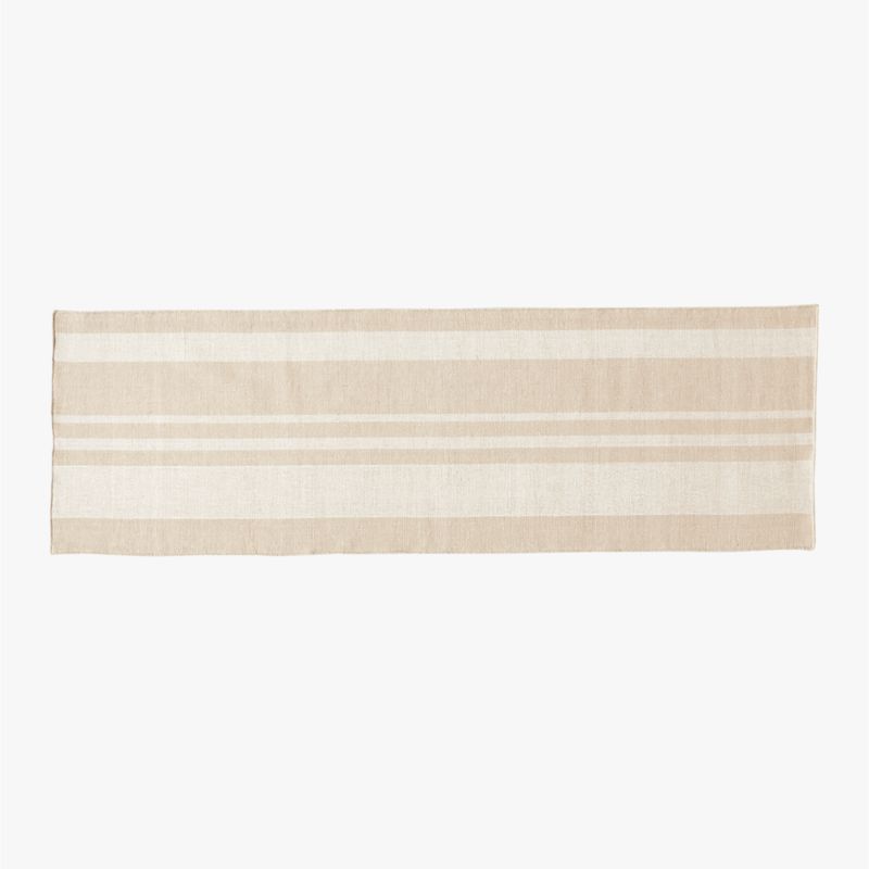 Maar Stripe Natural and Warm White Indoor/Outdoor Performance Runner Rug 2.5'x8' + Reviews | CB2 | CB2