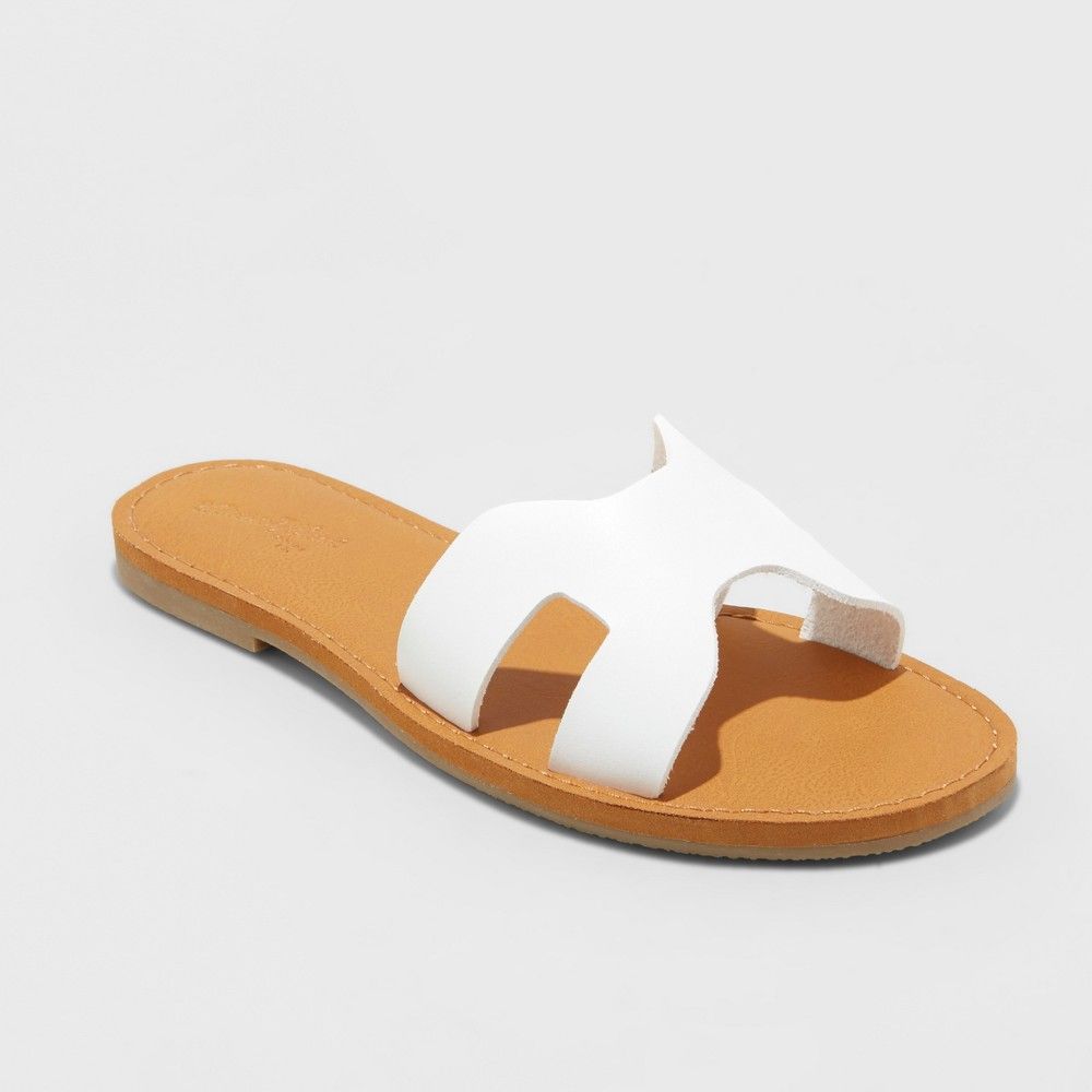 Women's Jenny Faux Leather Slide Sandals - Universal Thread White 7.5, Women's | Target