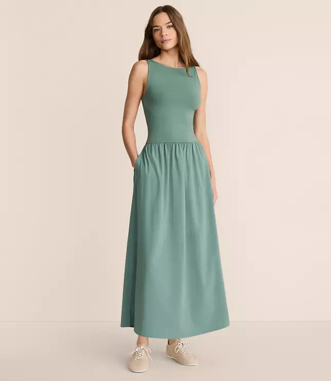 Lou & Grey Wanderweave Mixed Media Maxi Pocket Dress | LOFT