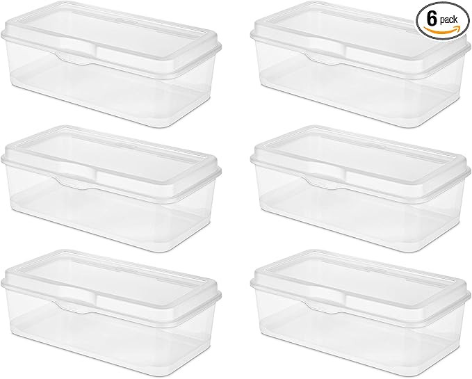 Sterilite 18058606 Large Flip Top, Clear, 6-Pack | Amazon (US)