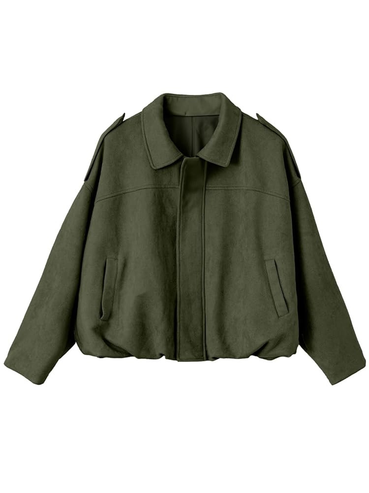 EVALESS Womens Faux Suede Bomber Jackets Long Sleeve Fall Coats Zip Up Cropped Jacket Trendy Wint... | Amazon (US)